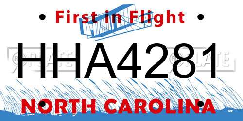 HHA4281 North Carolina License Plate