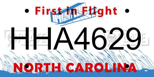 HHA4629 North Carolina License Plate