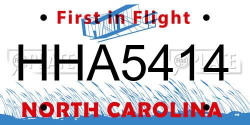 HHA5414 North Carolina License Plate