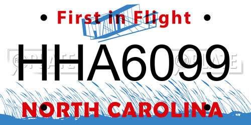 HHA6099 North Carolina License Plate