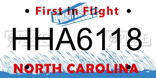 HHA6118 North Carolina License Plate