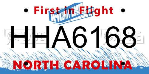 HHA6168 North Carolina License Plate