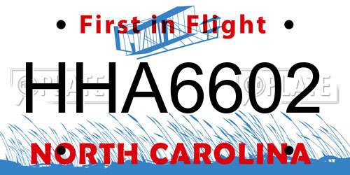 HHA6602 North Carolina License Plate