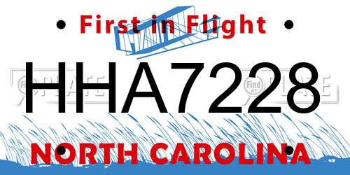 HHA7228 North Carolina License Plate