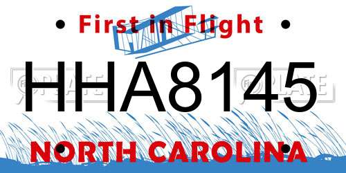HHA8145 North Carolina License Plate