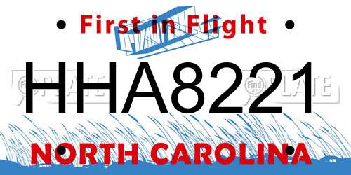 HHA8221 North Carolina License Plate