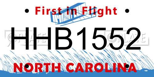 HHB1552 North Carolina License Plate