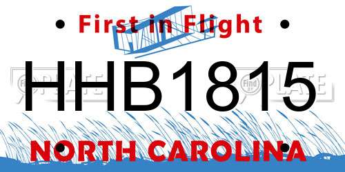 HHB1815 North Carolina License Plate