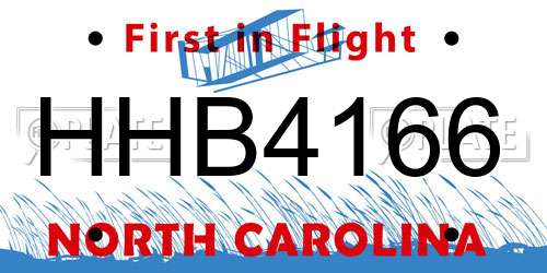 HHB4166 North Carolina License Plate