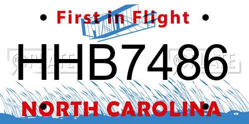 HHB7486 North Carolina License Plate