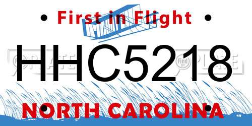 HHC5218 North Carolina License Plate