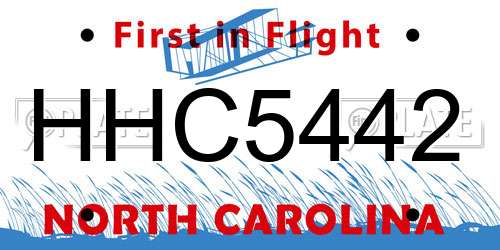 HHC5442 North Carolina License Plate