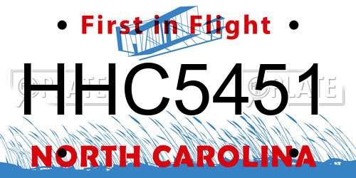 HHC5451 North Carolina License Plate