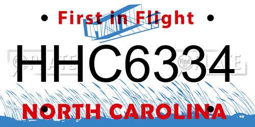 HHC6334 North Carolina License Plate