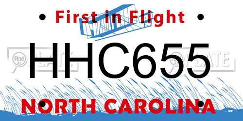 HHC655 North Carolina License Plate
