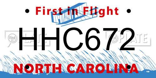HHC672 North Carolina License Plate