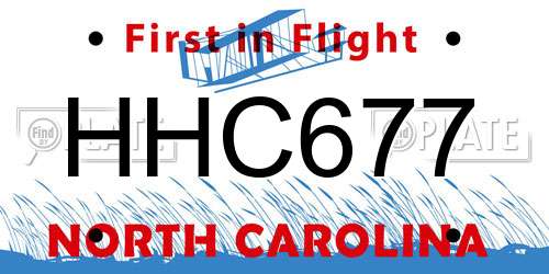 HHC677 North Carolina License Plate