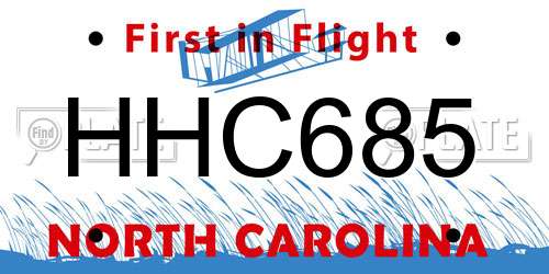 HHC685 North Carolina License Plate