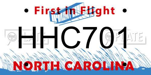 HHC701 North Carolina License Plate