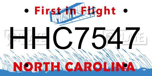 HHC7547 North Carolina License Plate