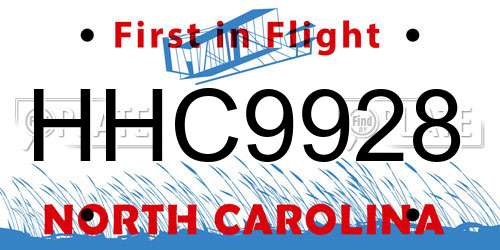 HHC9928 North Carolina License Plate