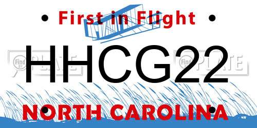 HHCG22 North Carolina License Plate