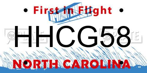 HHCG58 North Carolina License Plate