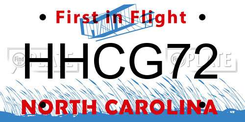 HHCG72 North Carolina License Plate
