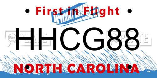 HHCG88 North Carolina License Plate