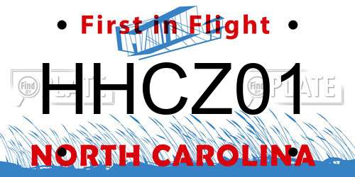 HHCZ01 North Carolina License Plate