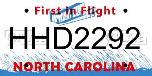 HHD2292 North Carolina License Plate
