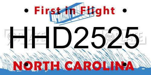 HHD2525 North Carolina License Plate