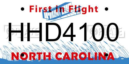 HHD4100 North Carolina License Plate
