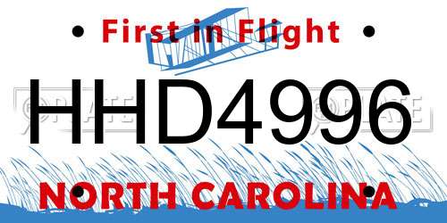 HHD4996 North Carolina License Plate