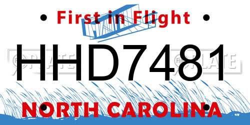 HHD7481 North Carolina License Plate