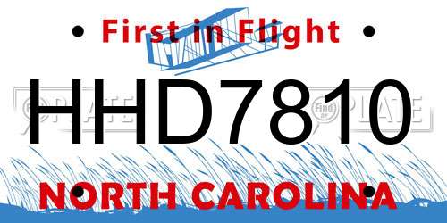 HHD7810 North Carolina License Plate