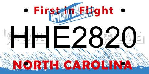 HHE2820 North Carolina License Plate