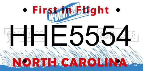 HHE5554 North Carolina License Plate