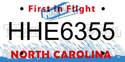 HHE6355 North Carolina License Plate
