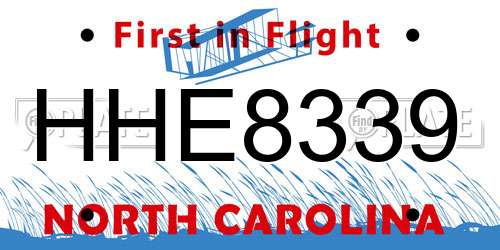 HHE8339 North Carolina License Plate
