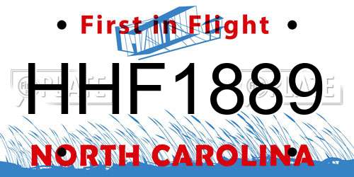HHF1889 North Carolina License Plate