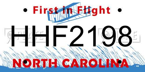 HHF2198 North Carolina License Plate
