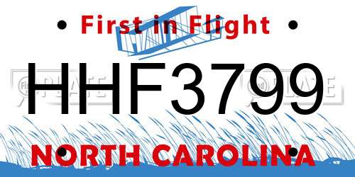 HHF3799 North Carolina License Plate
