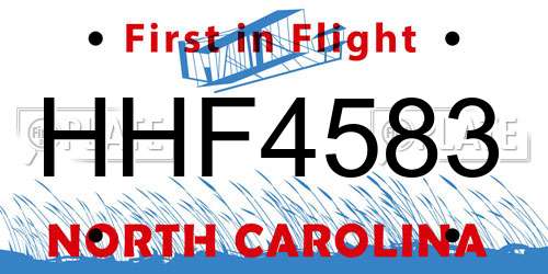 HHF4583 North Carolina License Plate