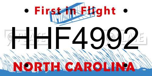 HHF4992 North Carolina License Plate