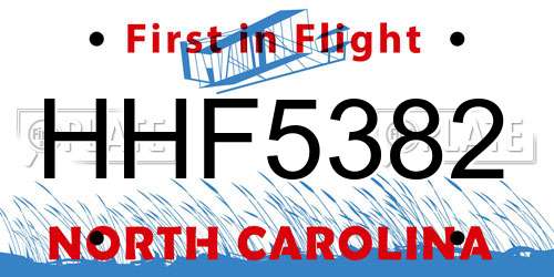 HHF5382 North Carolina License Plate