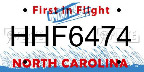 HHF6474 North Carolina License Plate