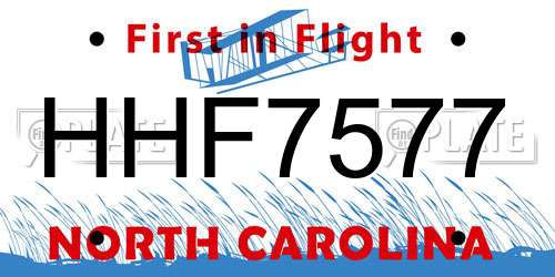 HHF7577 North Carolina License Plate