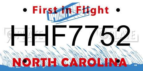HHF7752 North Carolina License Plate