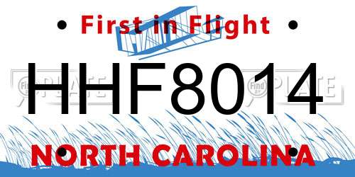 HHF8014 North Carolina License Plate
